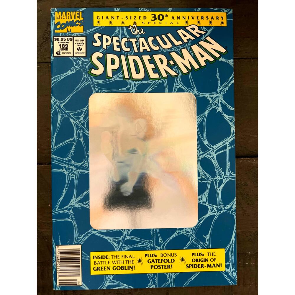 VINTAGE 1992 Marvel "THE SPECTACULAR SPIDER-MAN" #189 - M - HOLOGRAM COVER!
